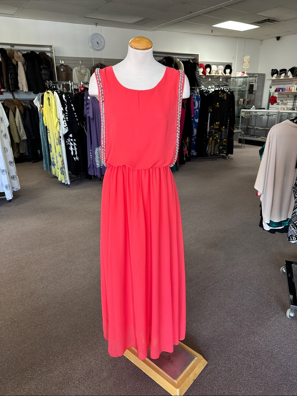 Coral Beaded Strap Maxi Dress - Women